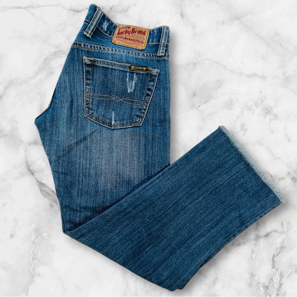 ☘️Lucky brand women jeans easy Rider crop jeans size 4/27 Raw Hem‎